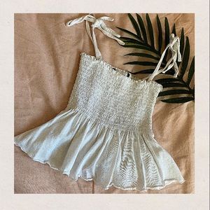 White Strappy Peplum Crop top